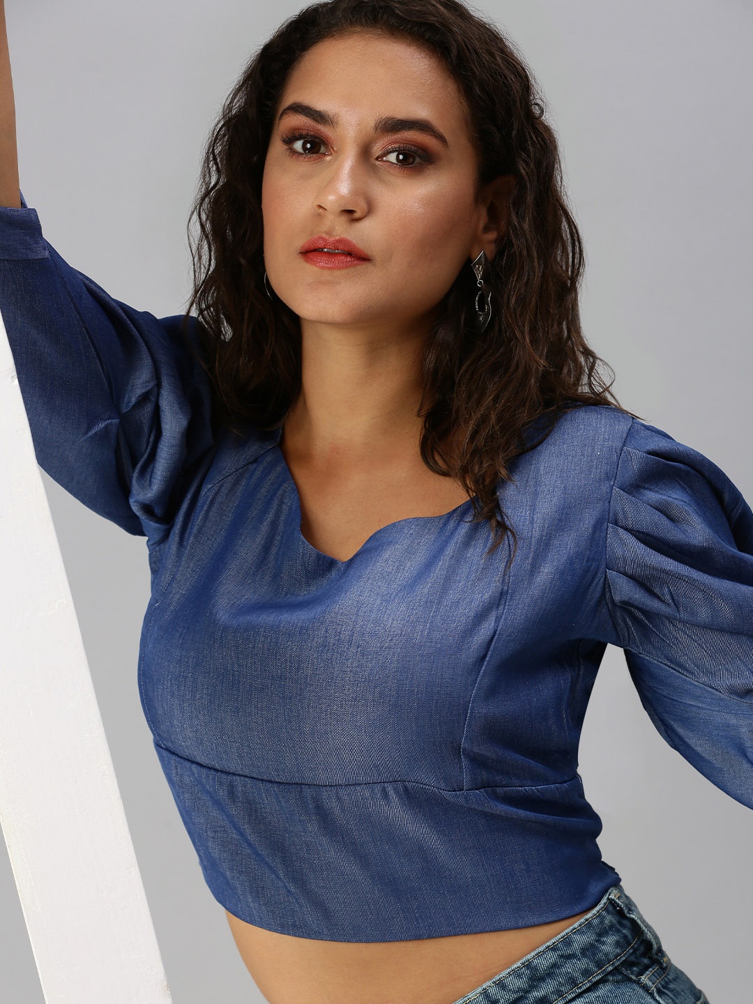 

SHOWOFF Blue Denim Crop Top