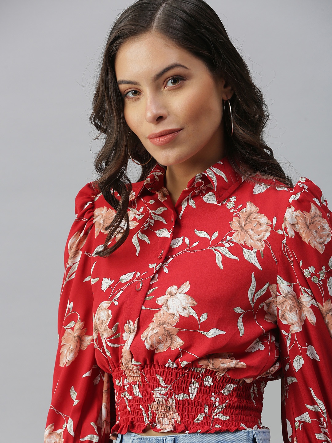 

SHOWOFF Red Floral Print Shirt Style Top