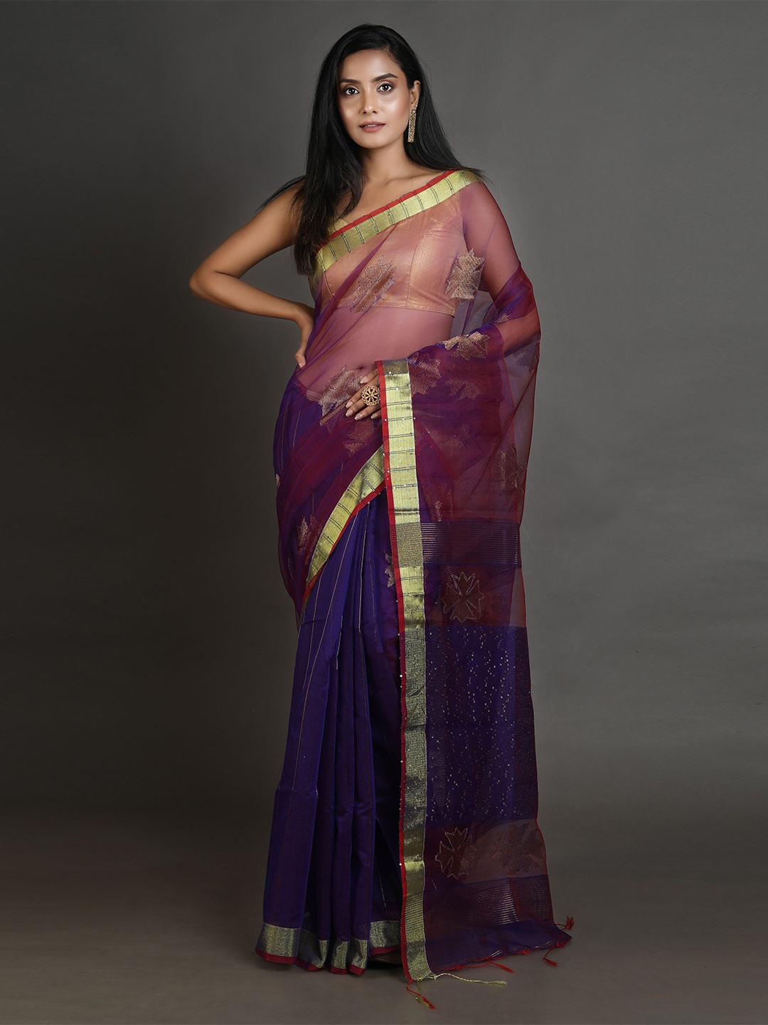 

Arhi Blue & Golden Woven Design Zari Pure Silk Saree