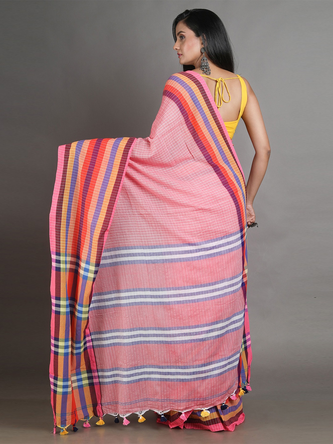 

Arhi Pink & Red Colourblocked Pure Cotton Saree