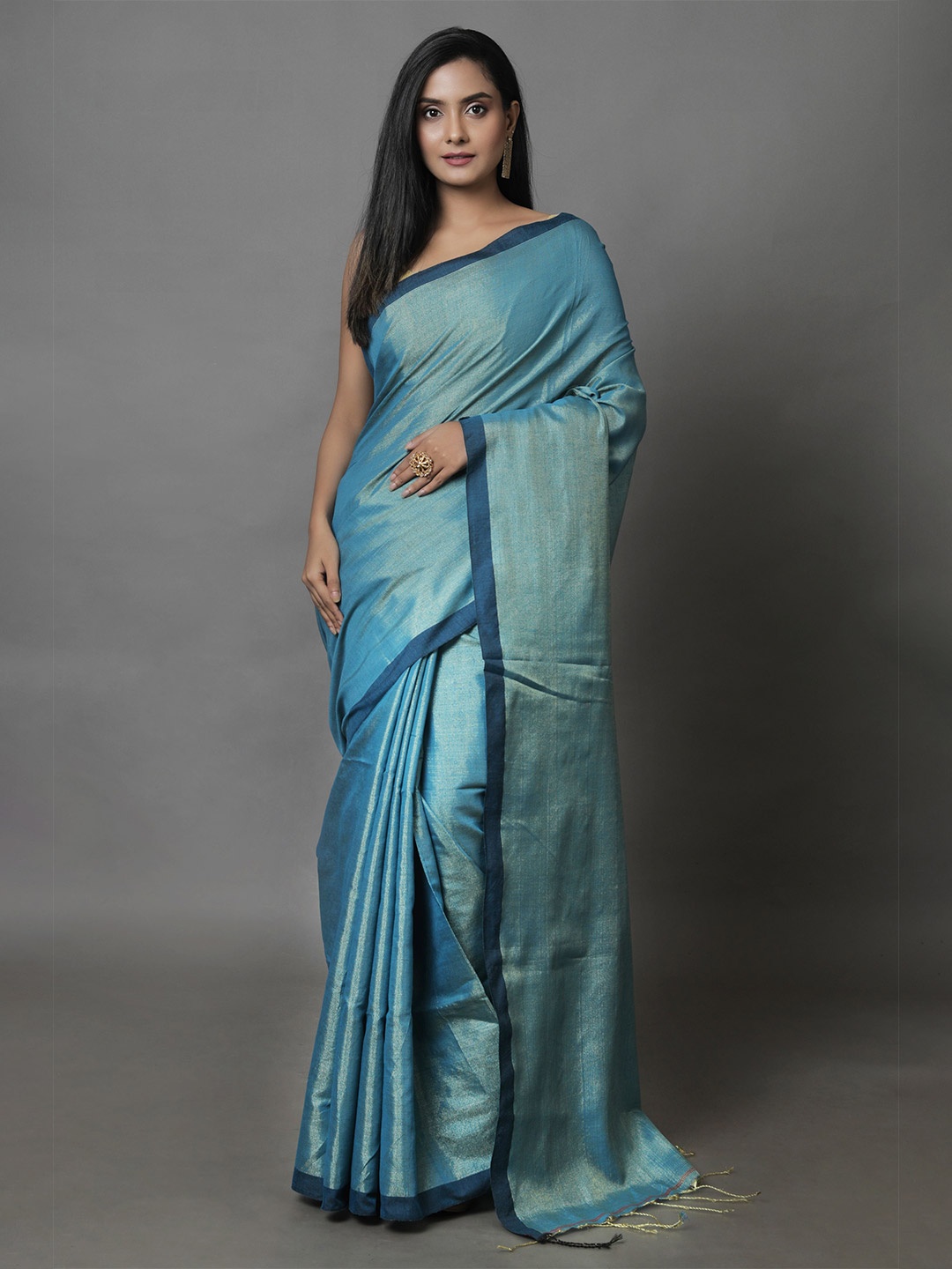 

Arhi Teal Woven Design Tissue Saree