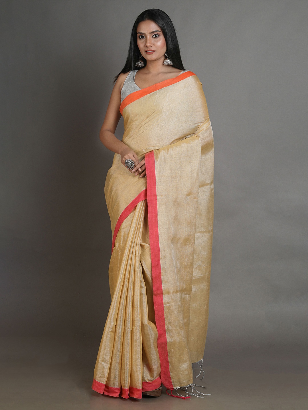 

Arhi Beige & Red Woven Design Tissue Saree
