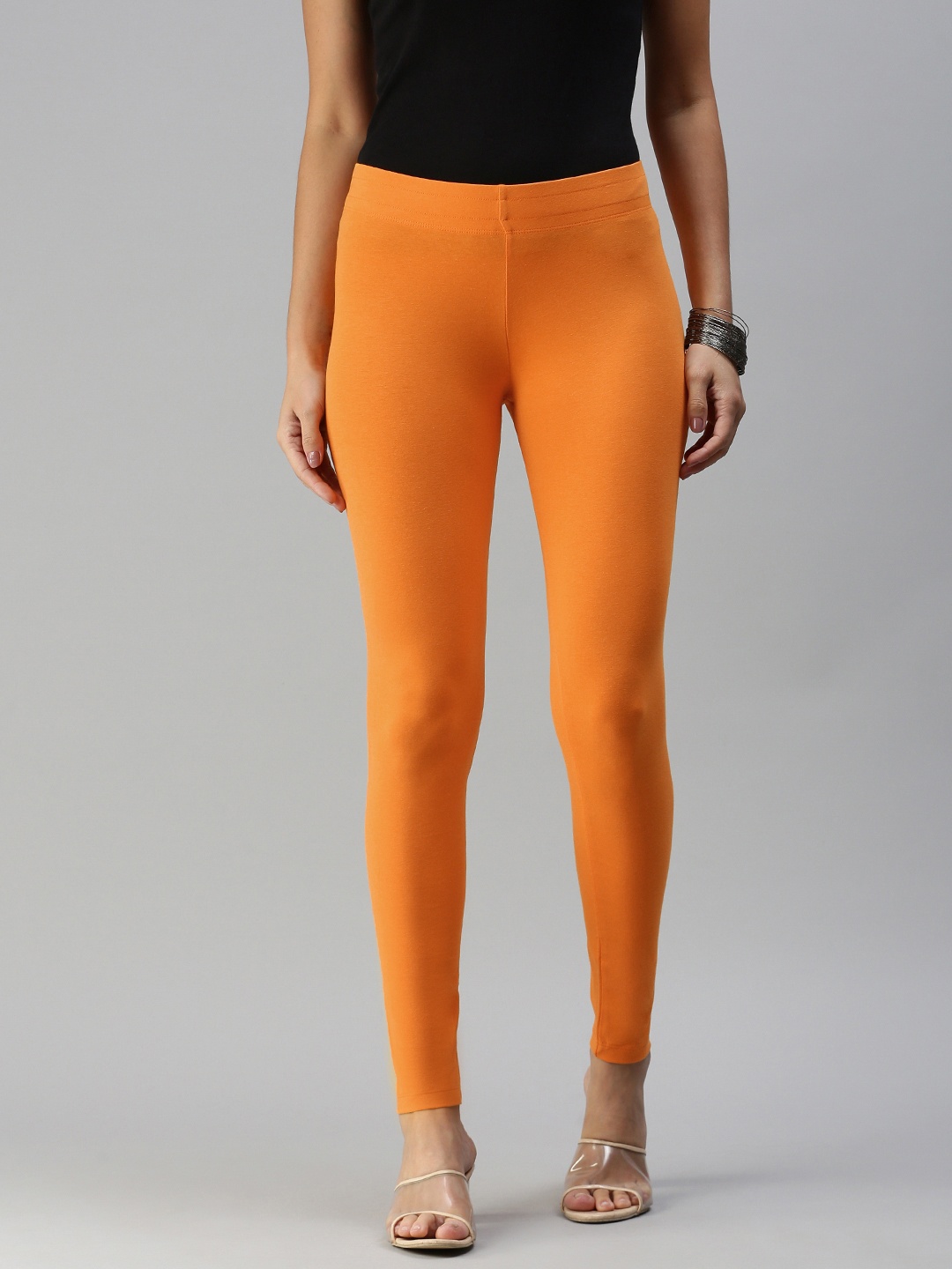 

Huetrap Orange Ankle-Length Leggings