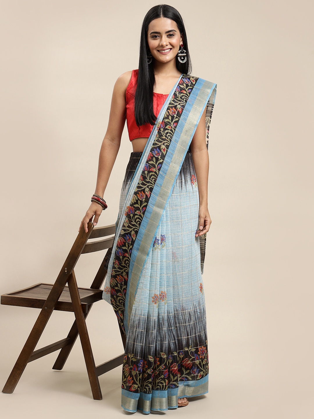 

Saree Swarg Grey & Black Ethnic Motifs Sarees