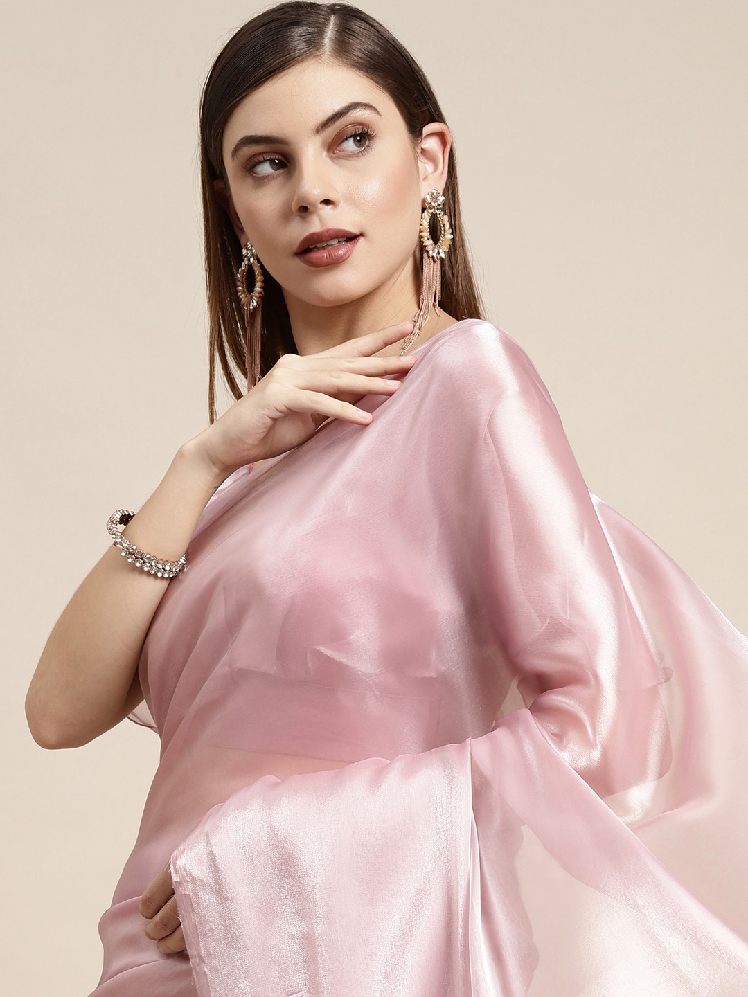 

LOOKNBOOK ART Dusty Pink Silk Blend Saree