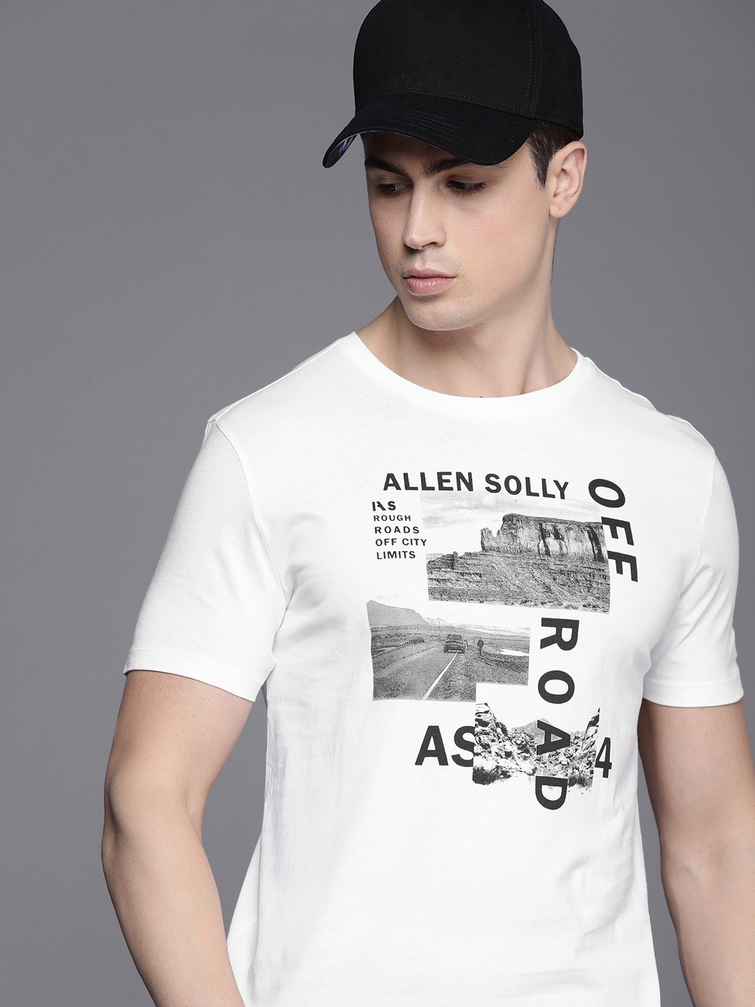 

Allen Solly Men Pure Cotton Graphic Printed T-shirt, White