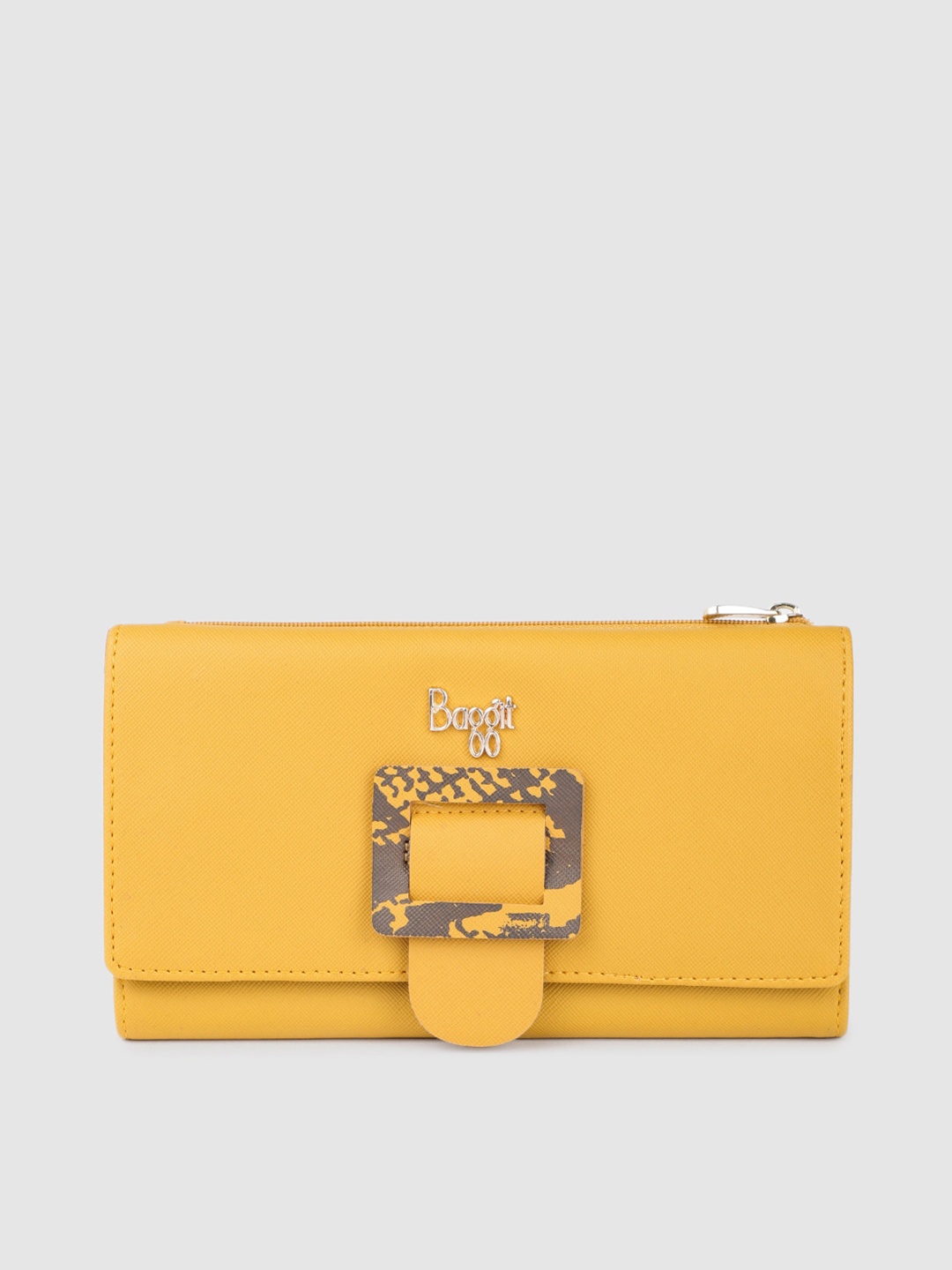 

Baggit Women Mustard Buckle Detail Three Fold Wallet