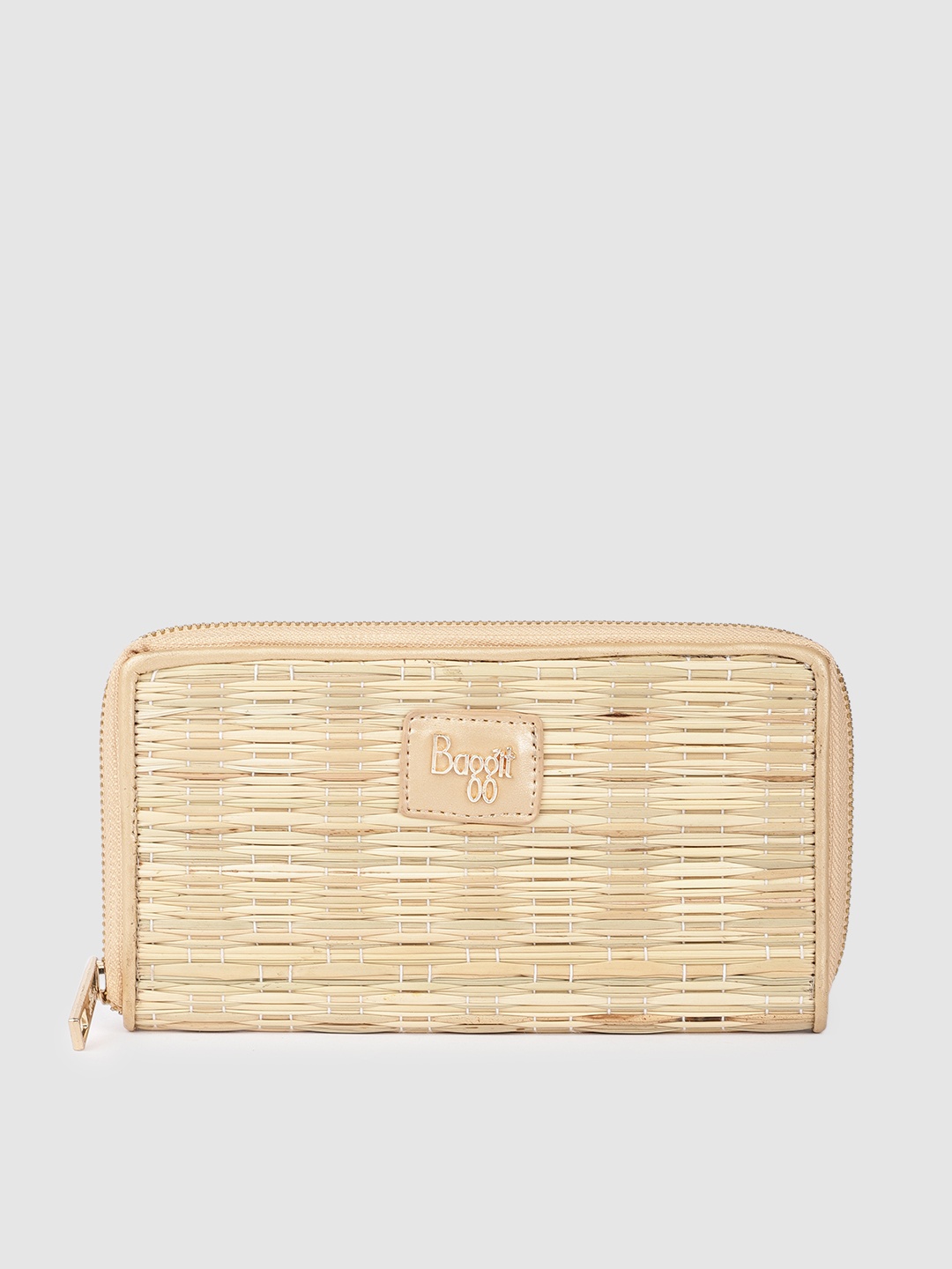

Baggit Women Beige Woven Design Zip Around Wallet