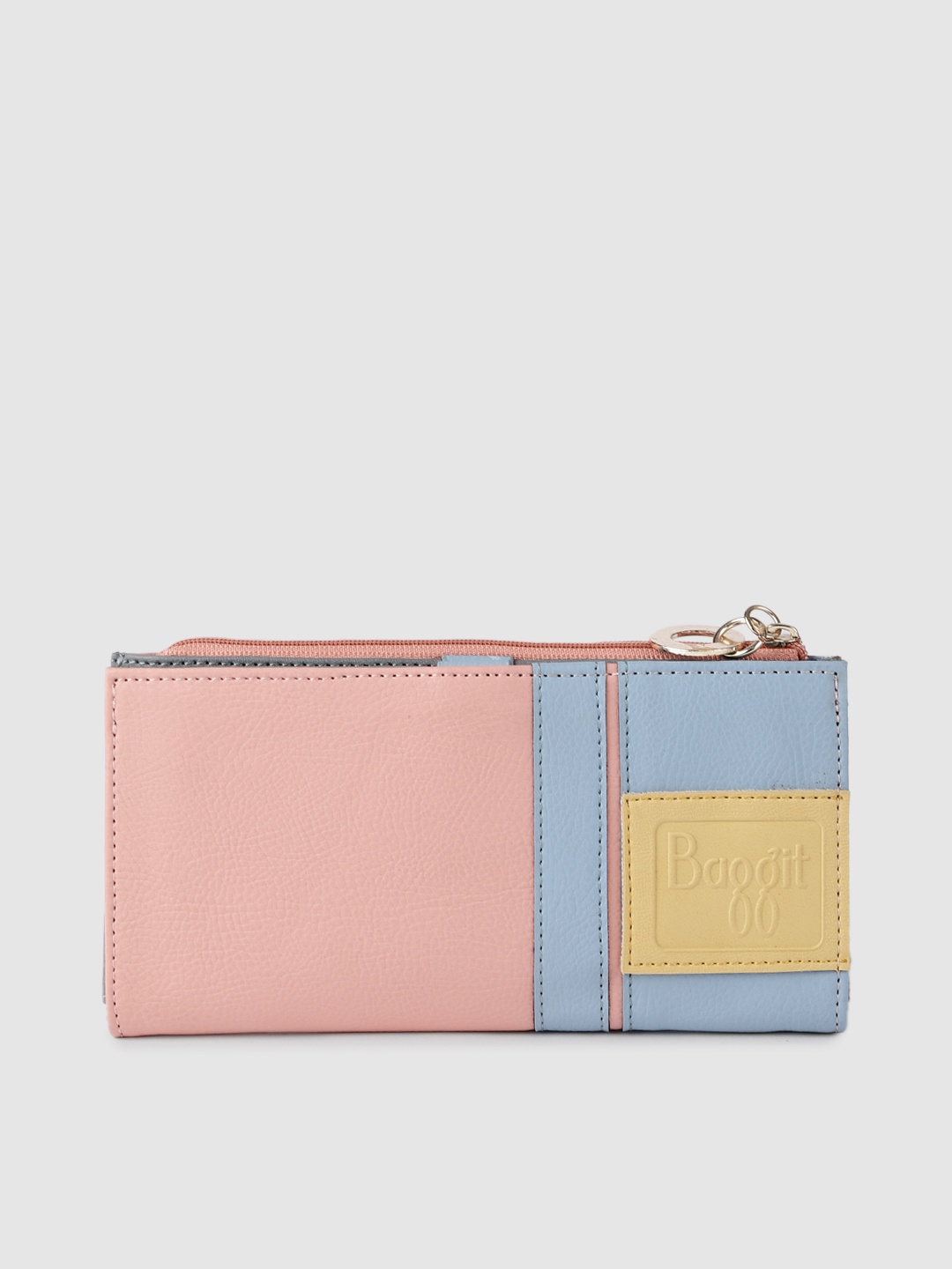 

Baggit Women Pink & Blue Colourblocked Zip Around Wallet