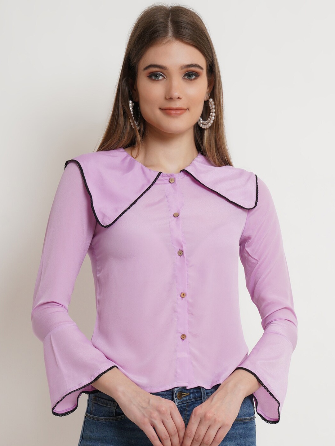 

DODO & MOA Pink Crepe Styled Back Top