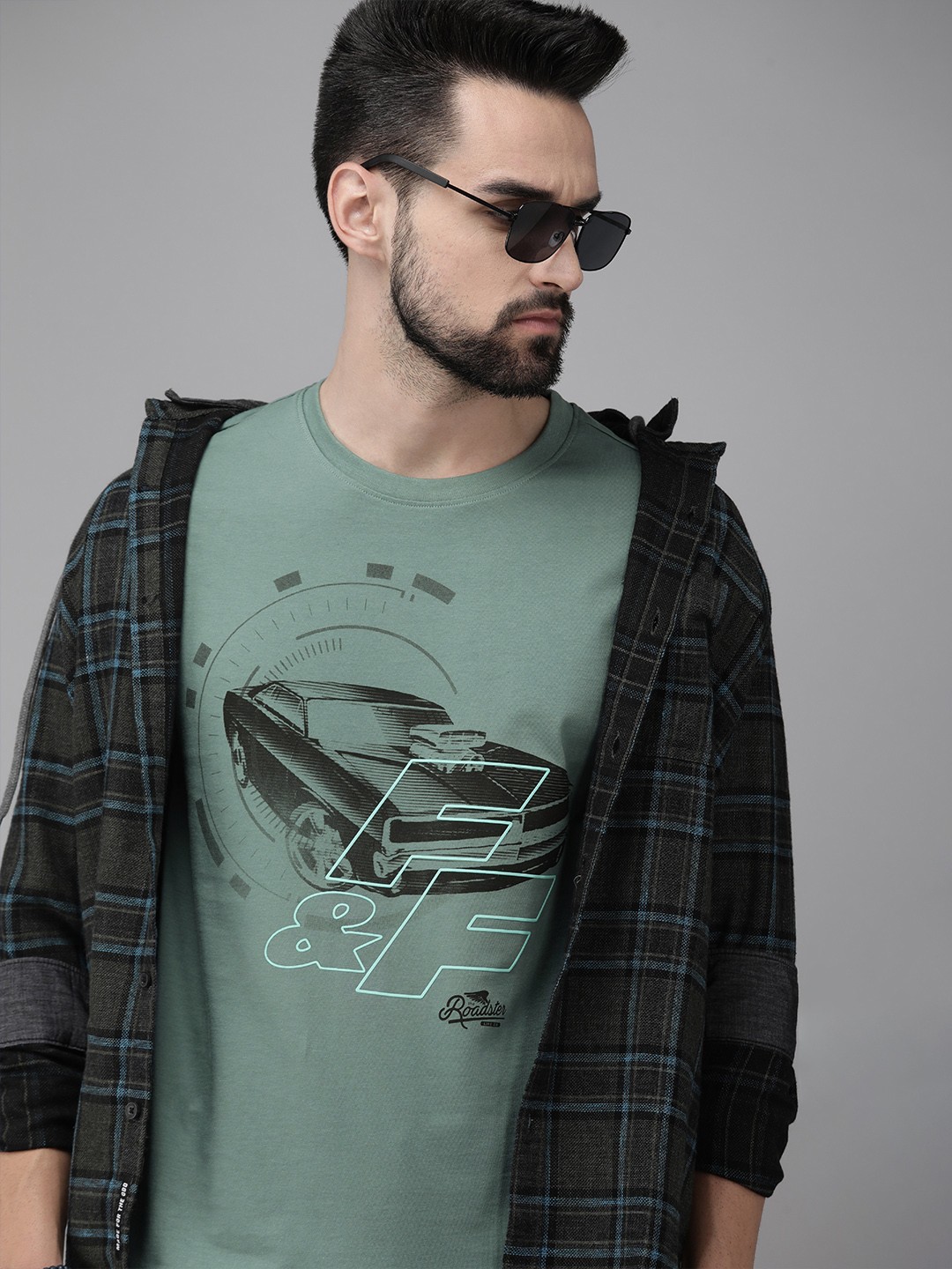 

Roadster Fast and Furious Men Green Printed T-shirt
