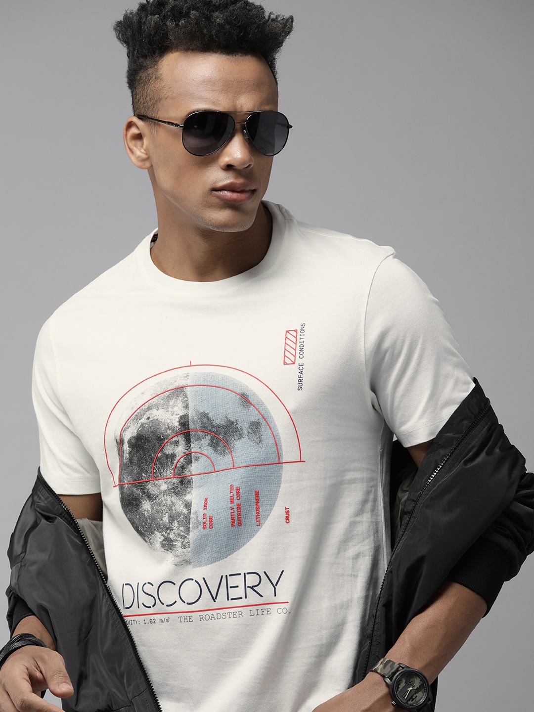 

Roadster x Discovery Adventures Mens White Graphic T-shirt With Healthguard finish