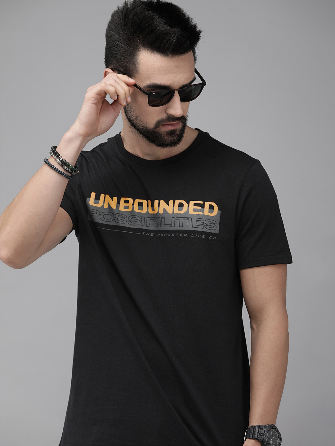 

Roadster Men Black Typography Printed T-shirt