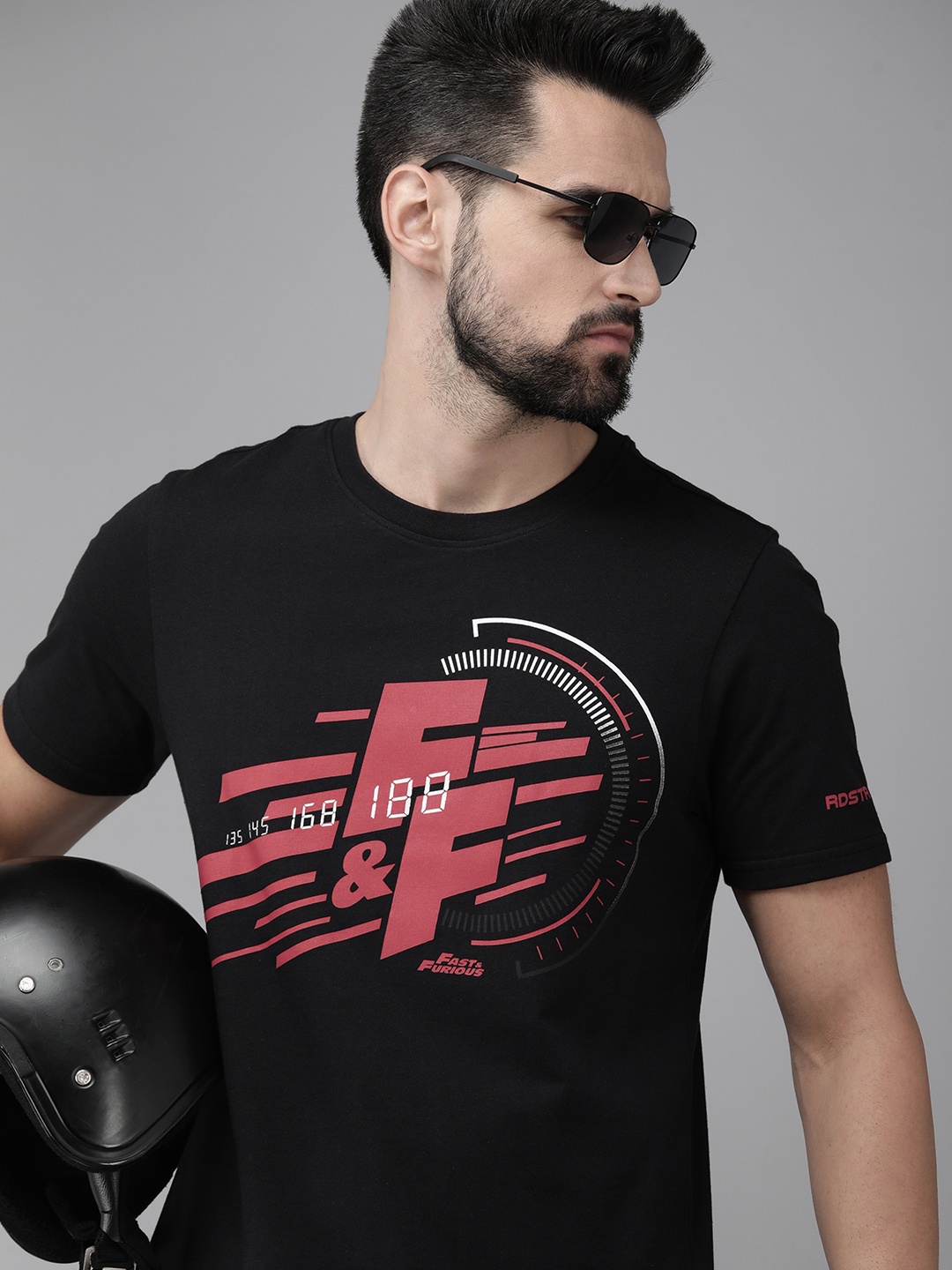 

Roadster Fast and Furious Men Black Typography Printed T-shirt