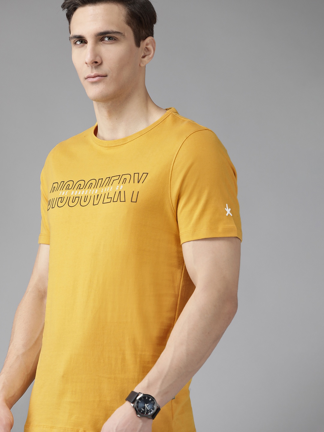 

Roadster X Discovery Adventures Mens Yellow Graphic T-shirt with Healthguard Finish, Mustard