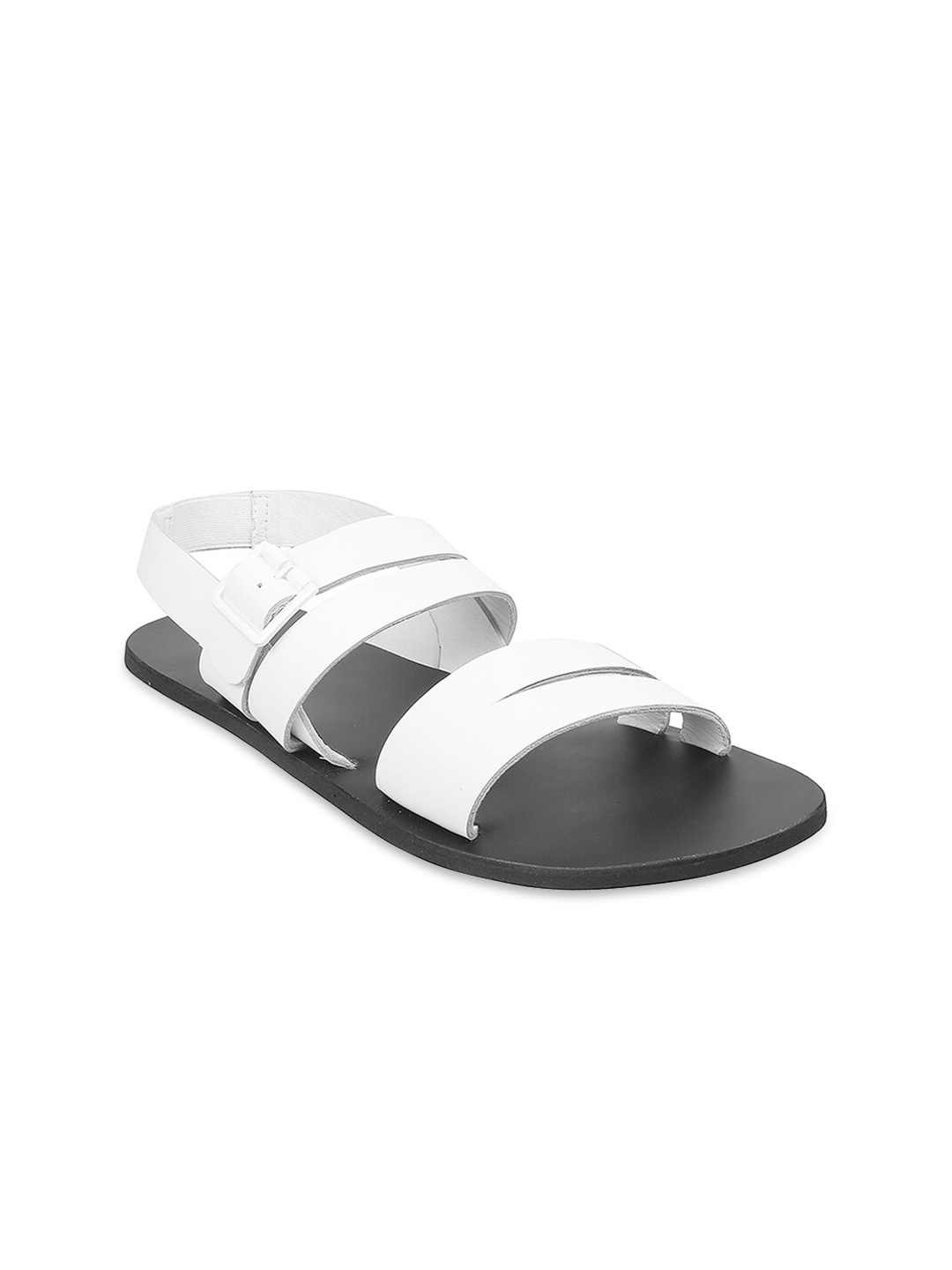 

Metro Men White & Black Leather Comfort Sandals