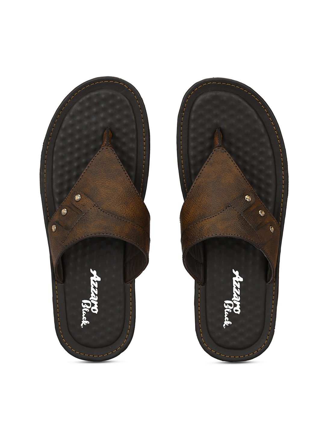 

Azzaro Black Men Brown Thong Flip-Flops