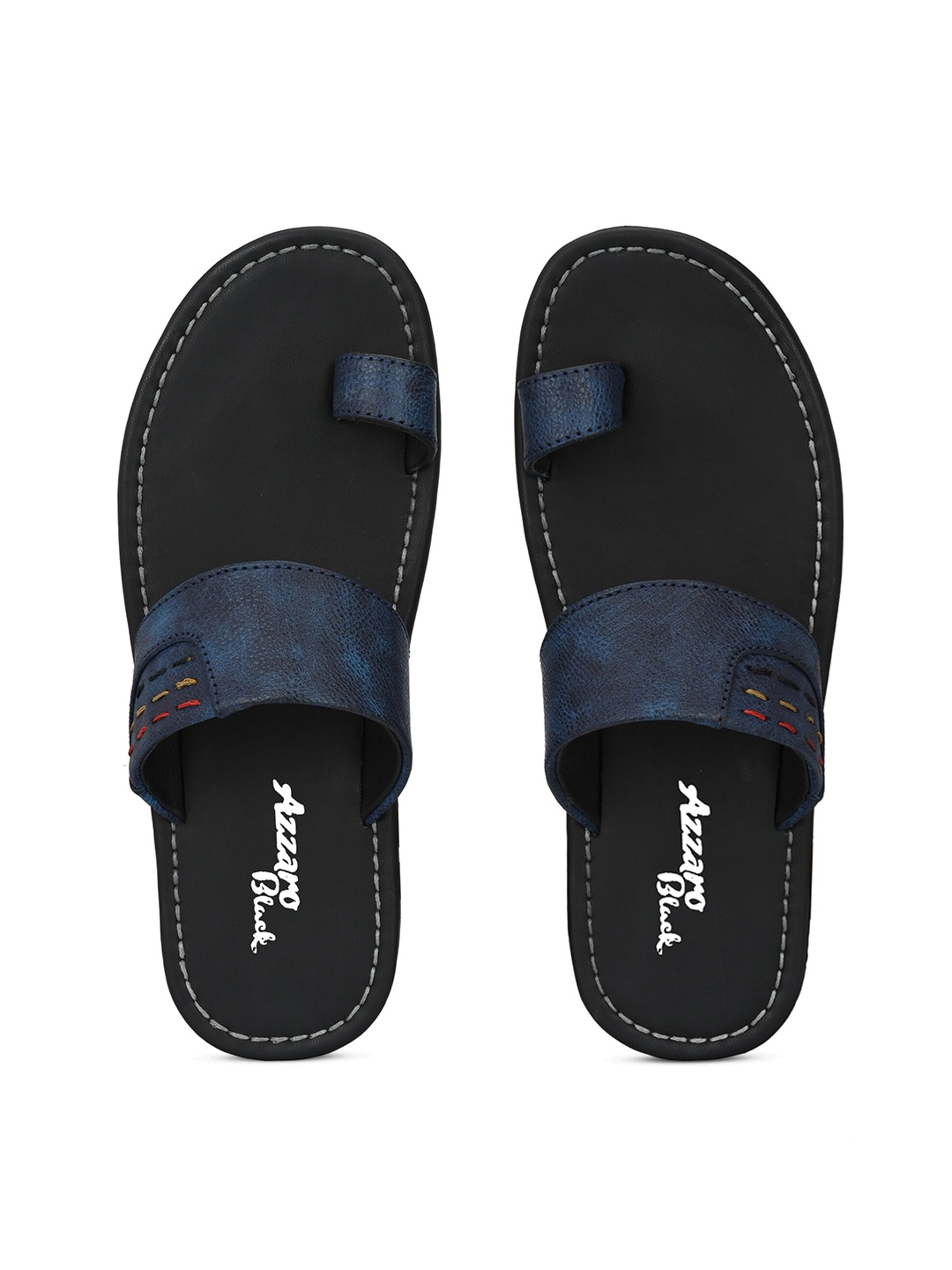 

Azzaro Black Men Blue Slip-On Flip Flops
