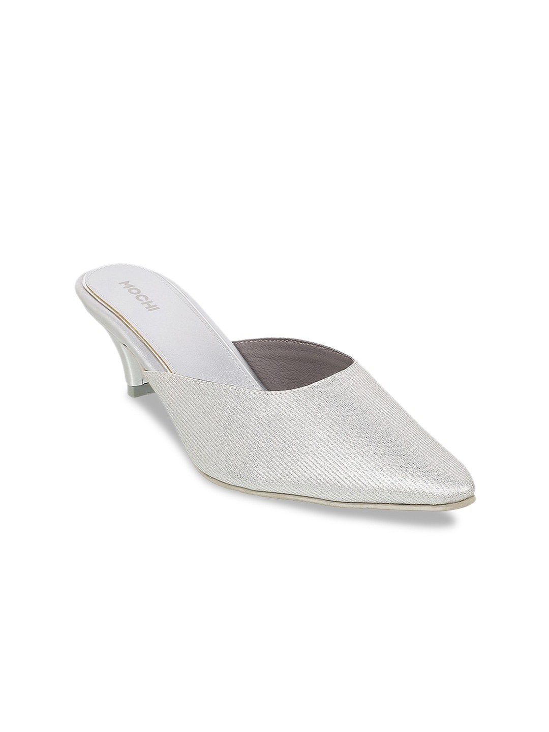 

Mochi Silver-Toned Stiletto Mules