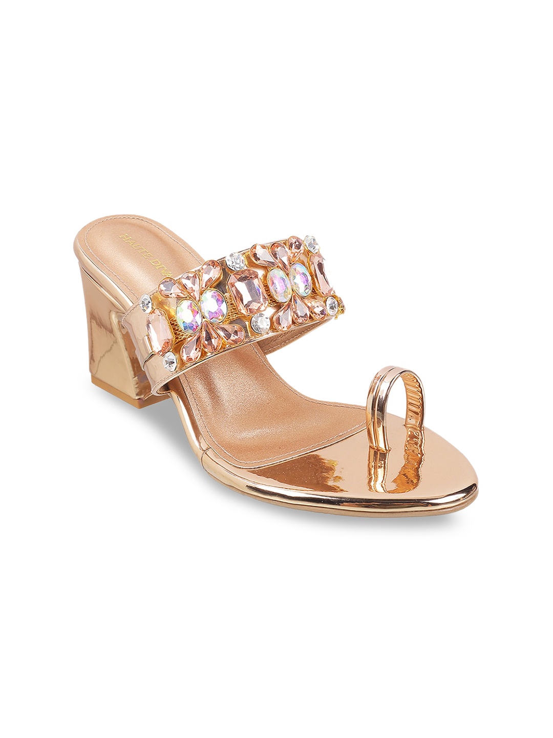 

Mochi Pink Embellished Block Sandals