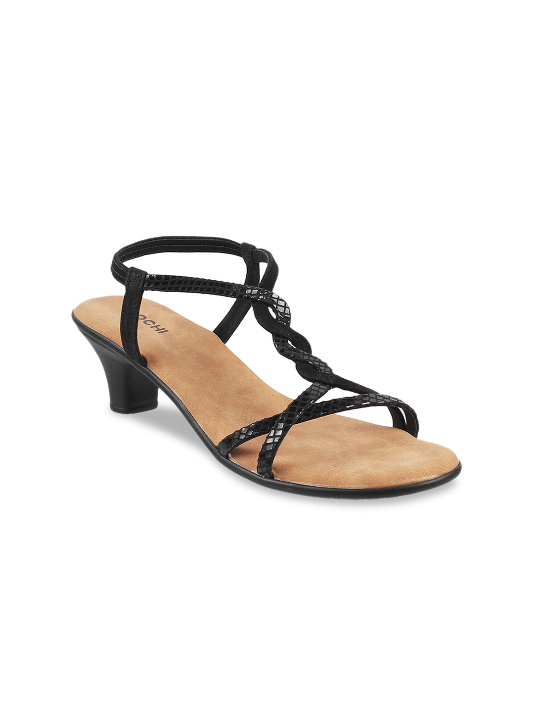 

Mochi Black Textured Leather Stiletto Sandals