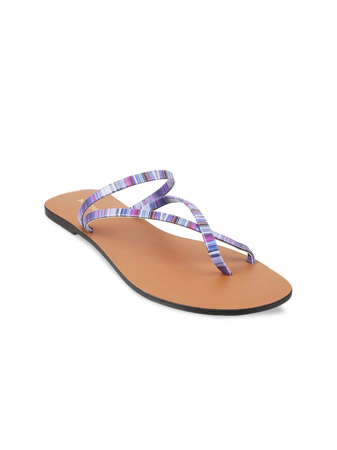 

Mochi Women Blue Printed T-Strap Flats