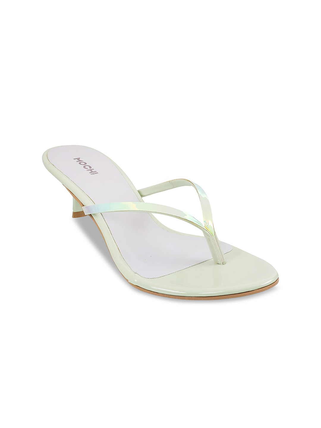 

Mochi Green Embellished Kitten Sandals