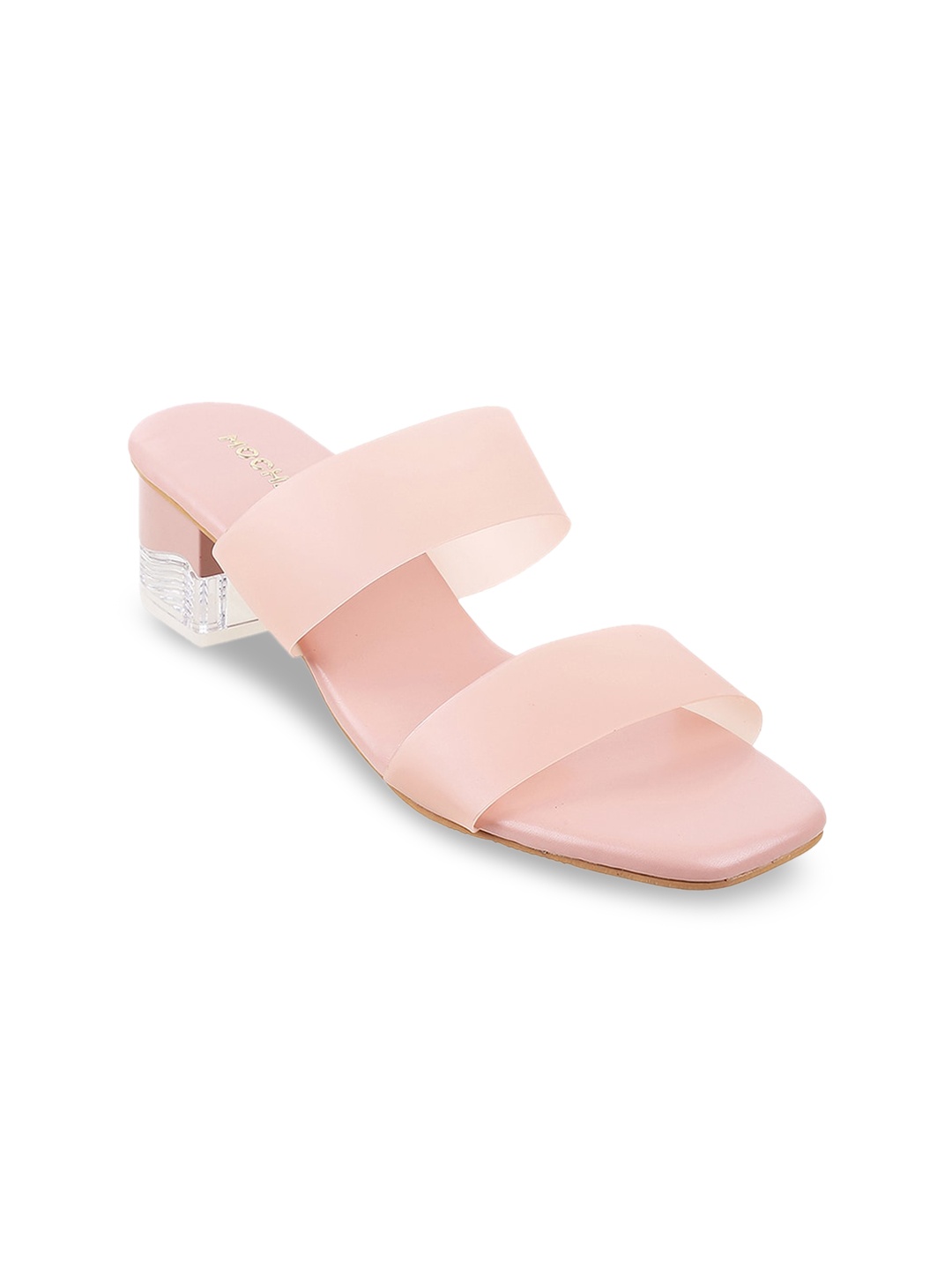 

Mochi Peach-Coloured Block Sandals