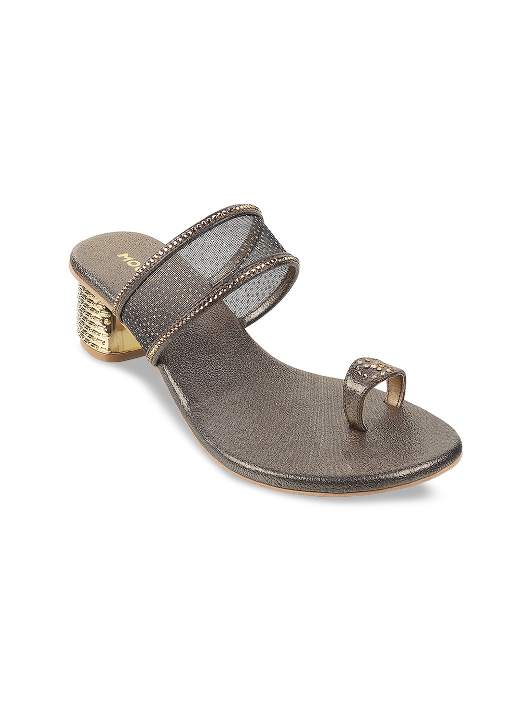 

Mochi Gold-Toned Textured Block Sandals