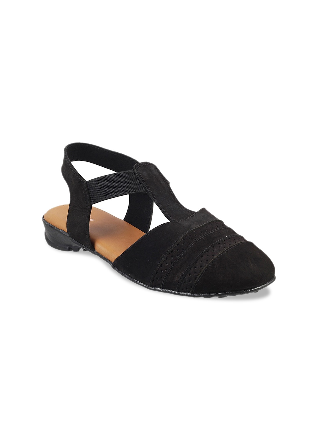 

Mochi Women Black Ballerinas with Laser Cuts Flats