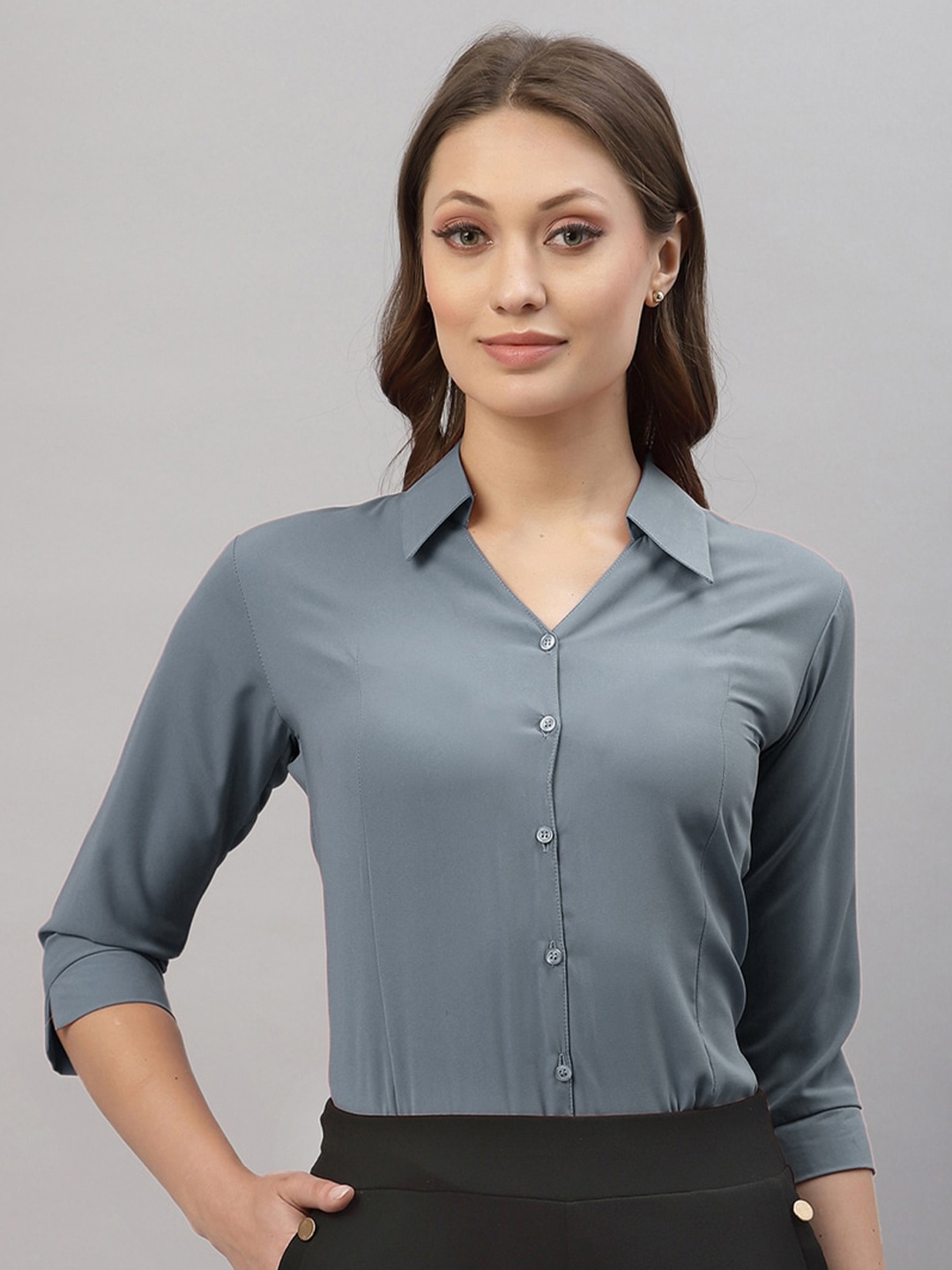 

Selvia Grey Shirt Style Top
