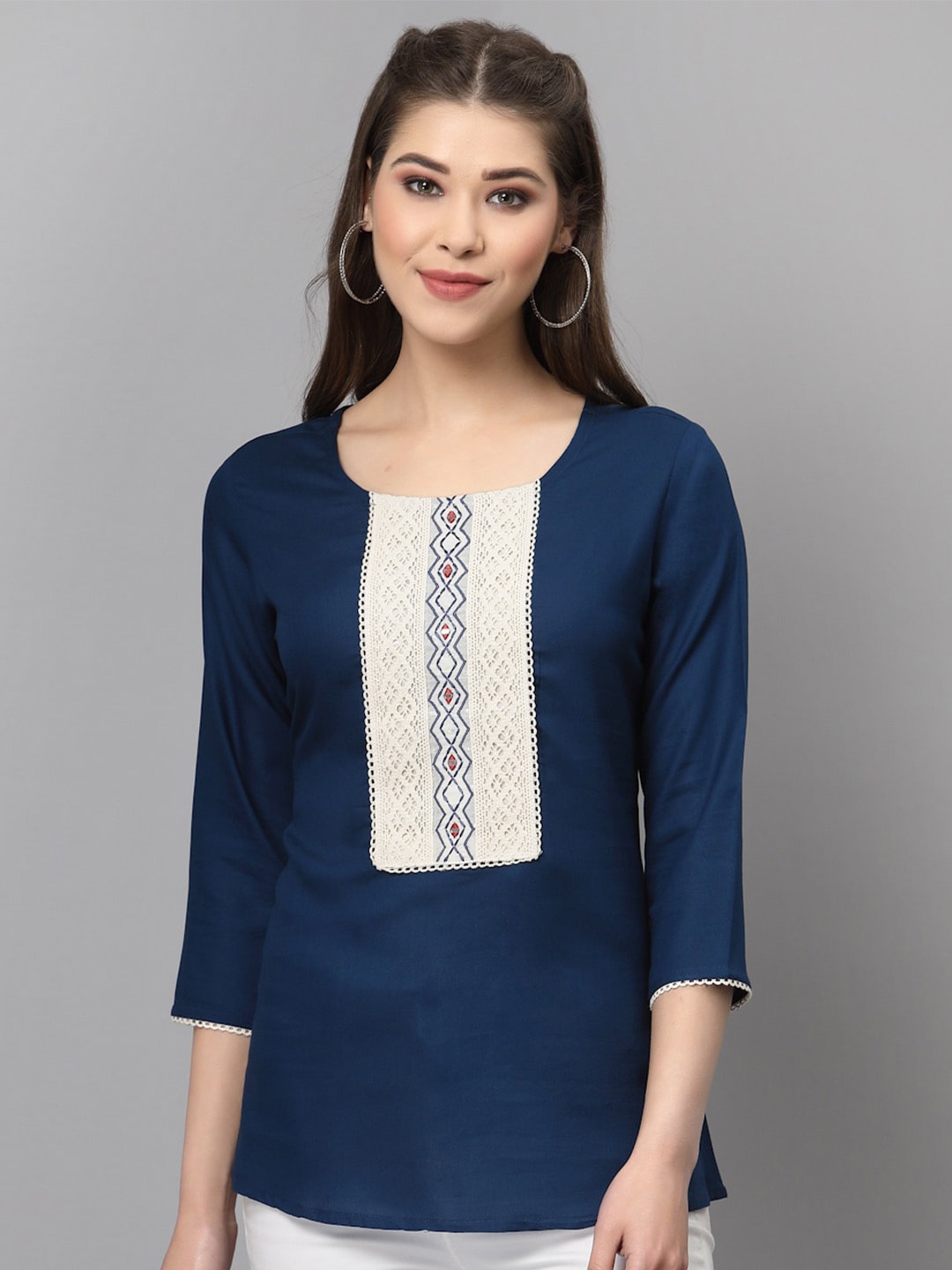 

Selvia Blue Embroidered Top