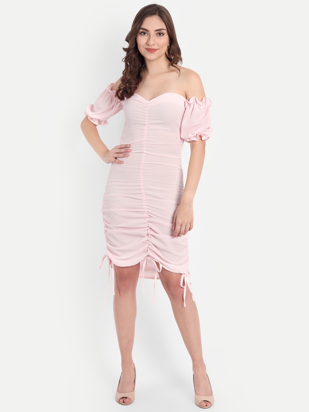 

Emprall Pink Crepe Bodycon Dress