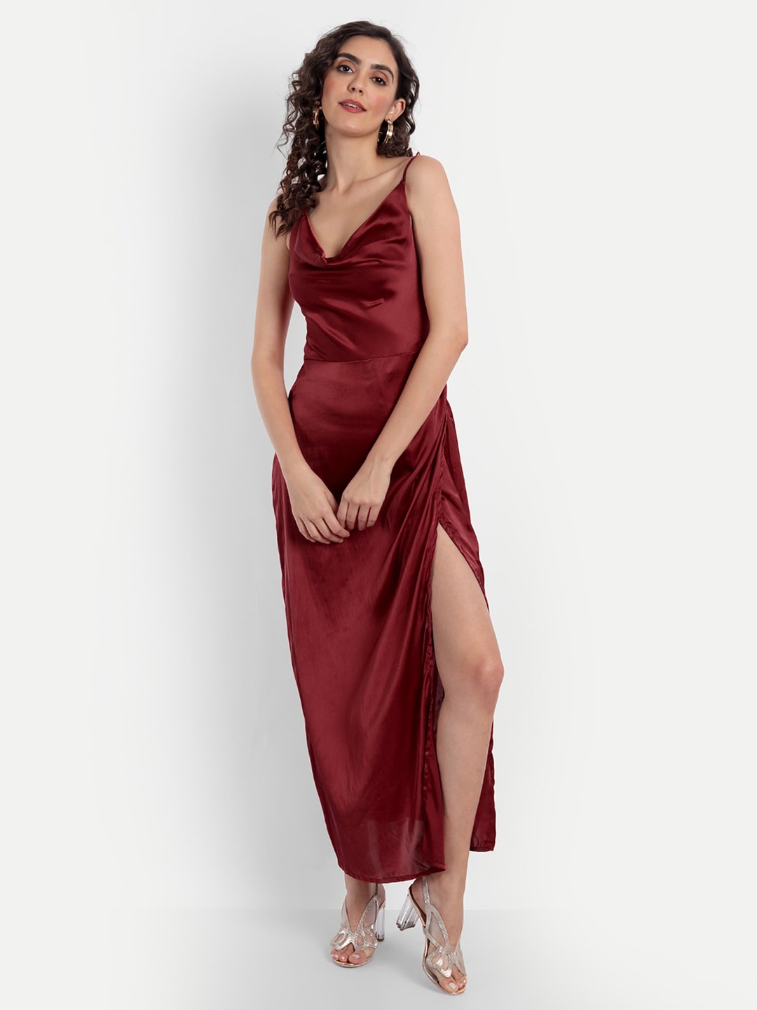

Emprall Red Satin Maxi Dress