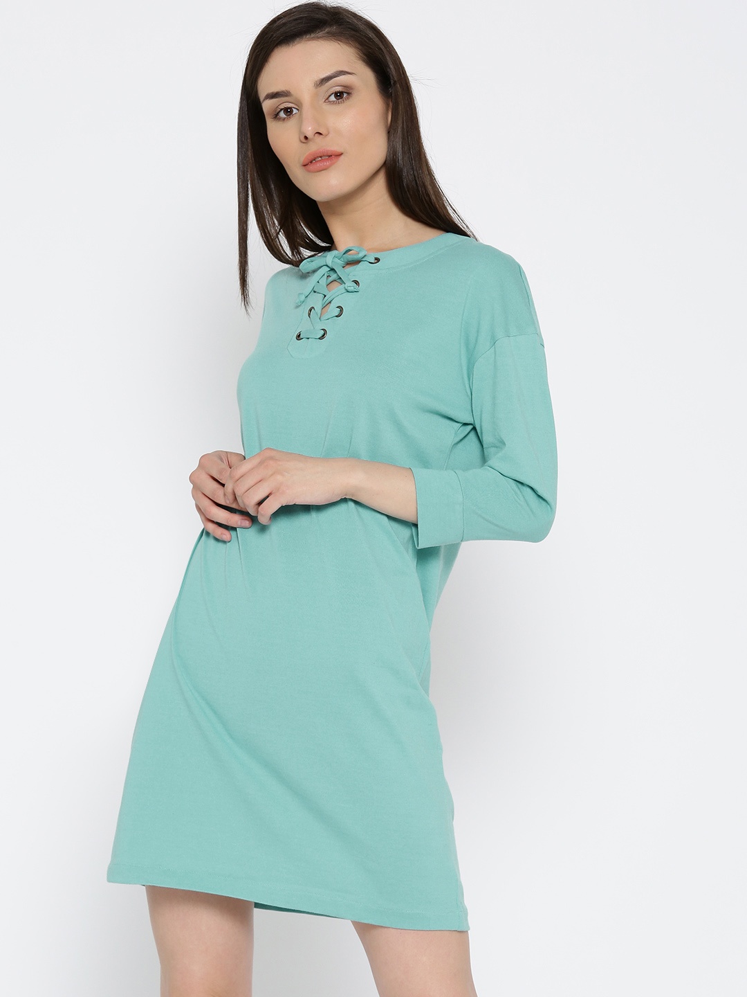 

Miss Chase Women Sea Green Solid Shift Dress
