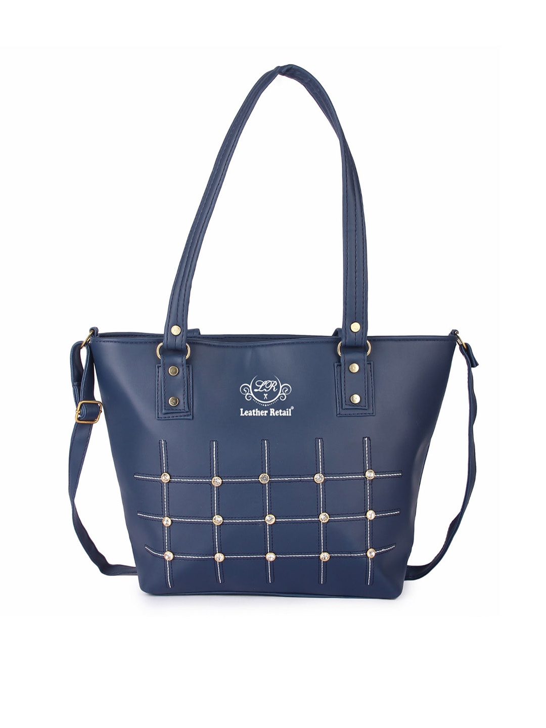 

Leather Retail Blue PU Structured Shoulder Bag with Quilted