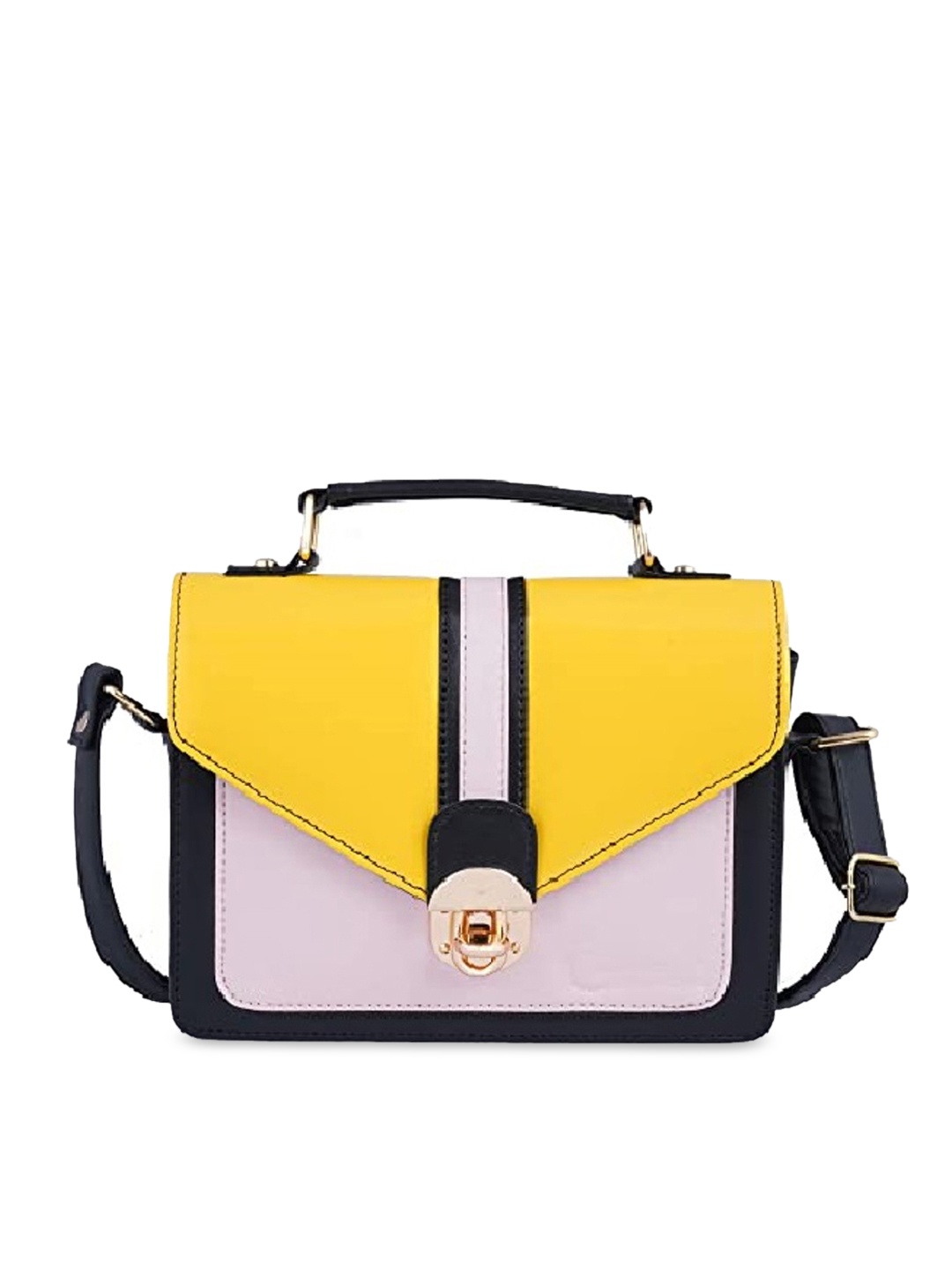 

Leather Retail Multicoloured Colourblocked PU Swagger Satchel, Multi