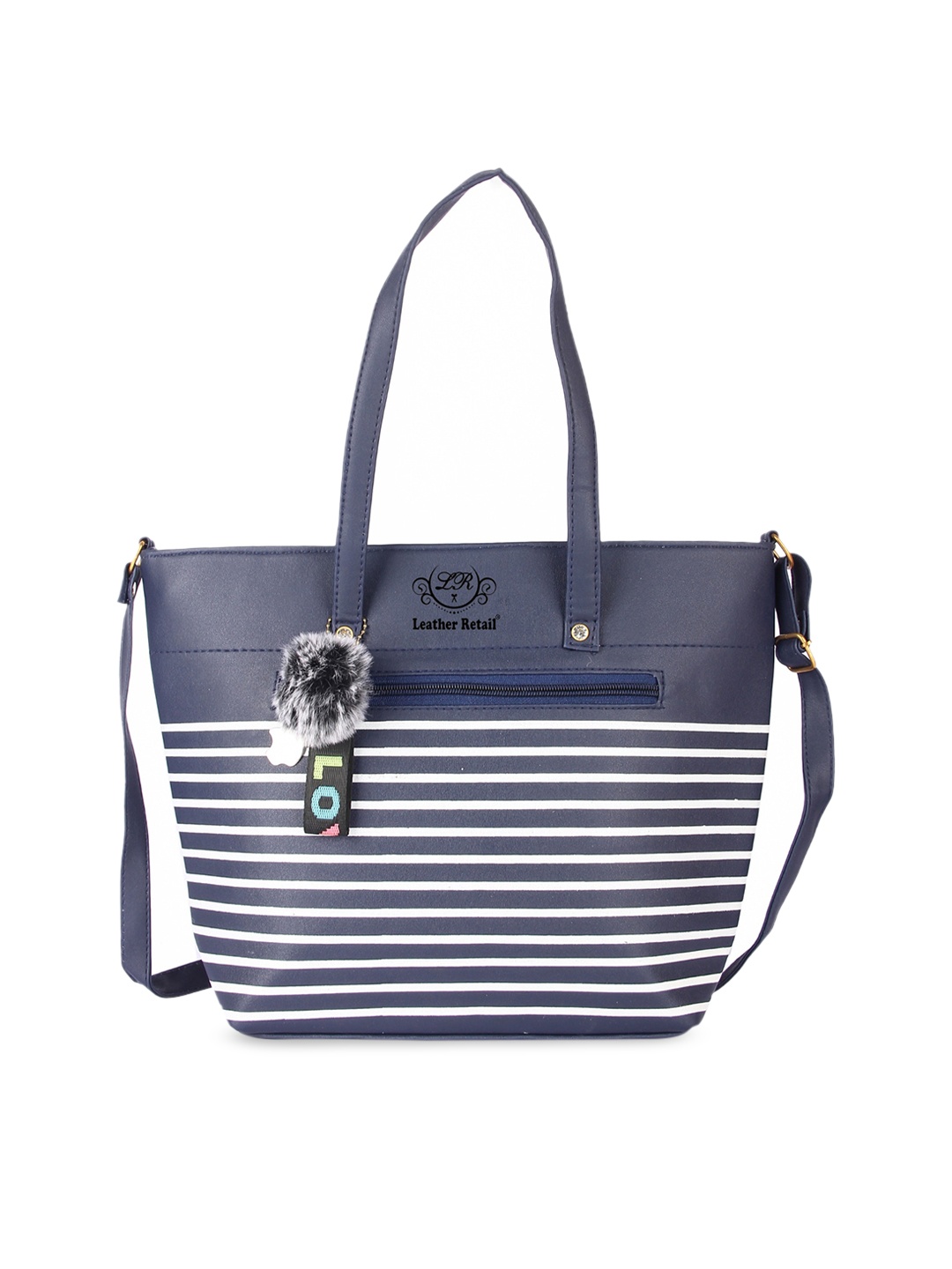 

Leather Retail Blue Striped PU Structured Shoulder Bag