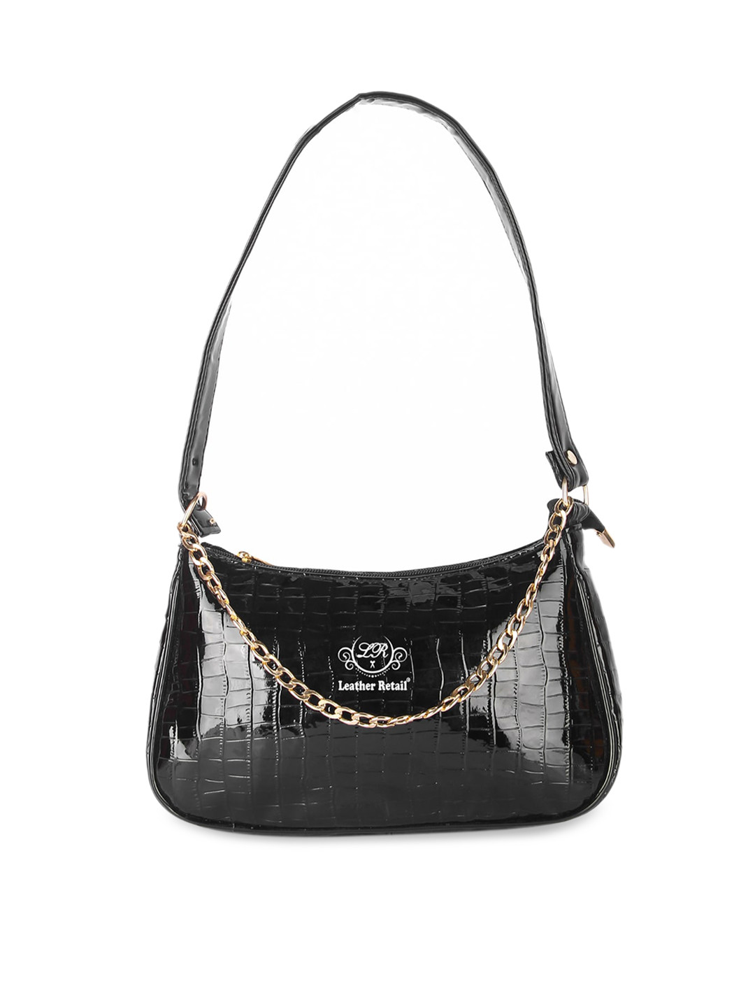 

Leather Retail Black PU Structured Shoulder Bag