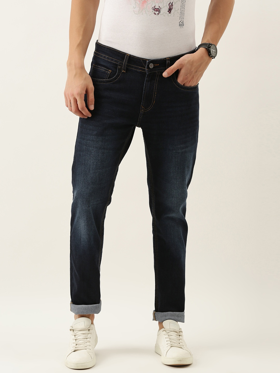 

Peter England Casuals Men Navy Blue Slim Fit Light Fade Stretchable Jeans