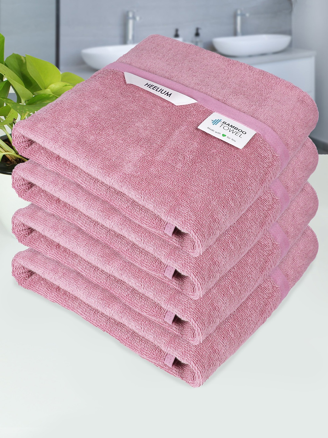 

Heelium Peach Unisex Pack of 4 Bamboo Super Soft & Quick Drying 400 GSM Bath Towel