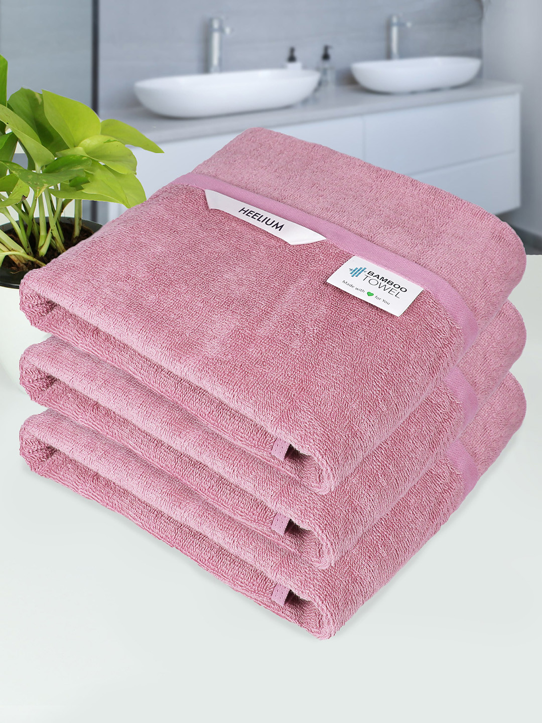 

Heelium Peach Unisex Pack of 3 Bamboo Super Soft & Quick Drying 400 GSM Bath Towel