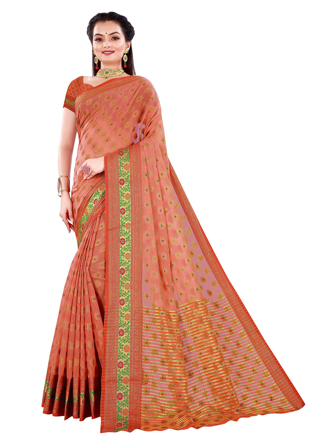 

Nimayaa Pink Floral Zari Saree