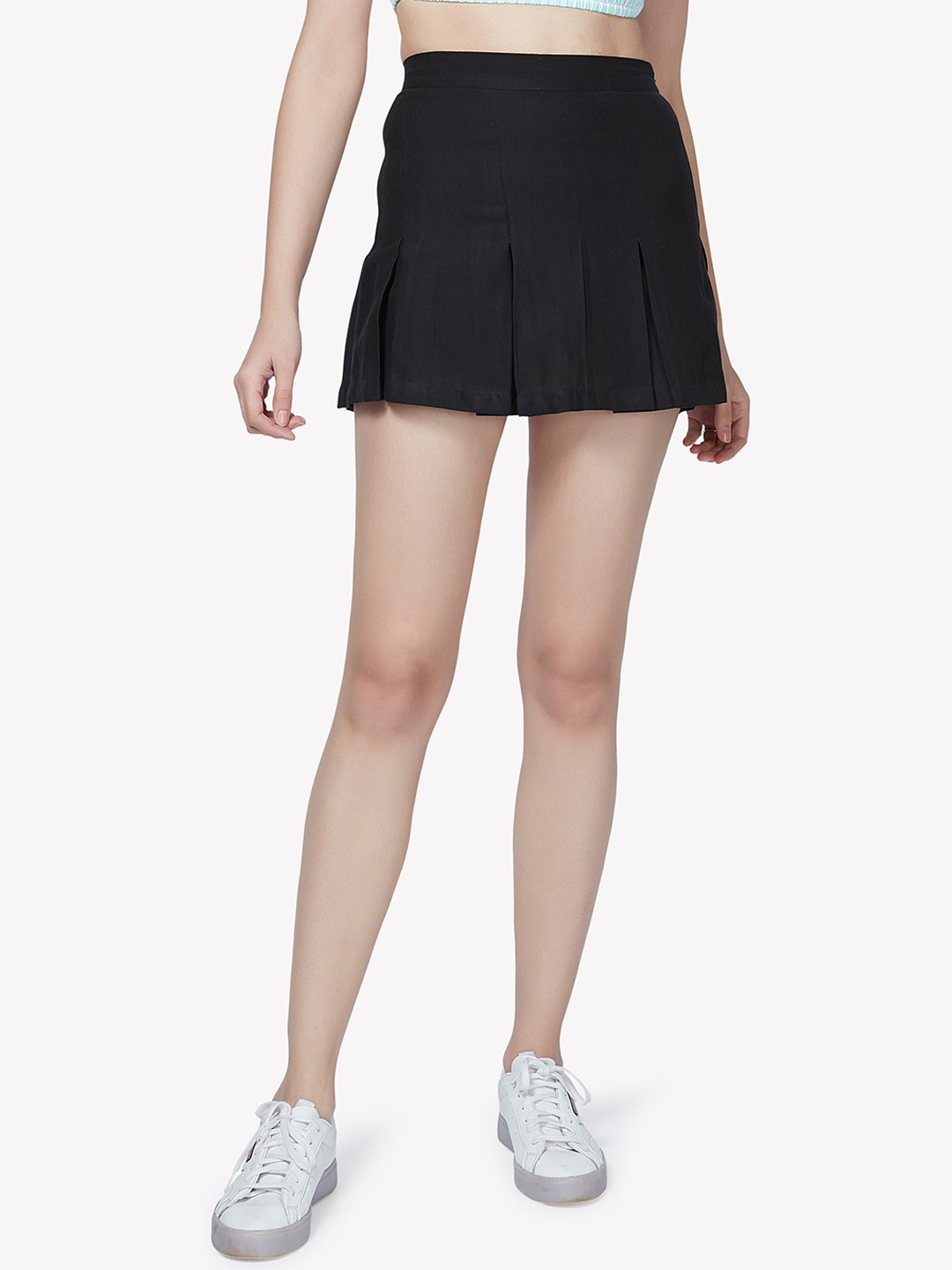 

VASTRADO Women Black Solid Pleated Skirts