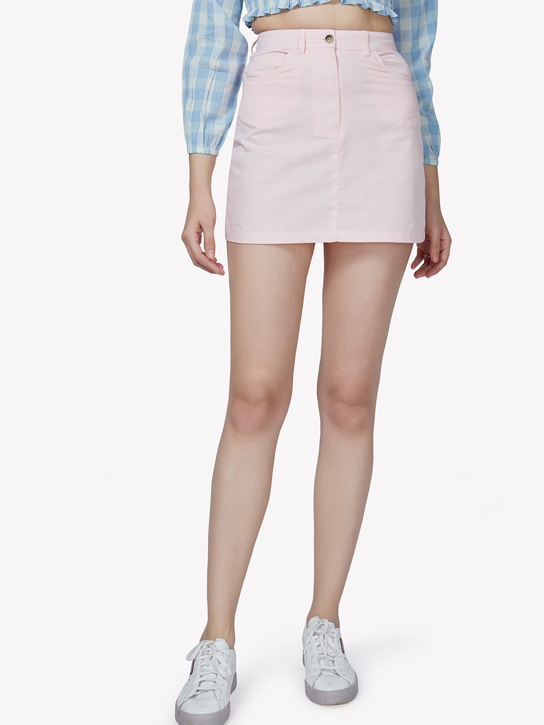 

VASTRADO Women Pink Solid Cotton Mini Skirts