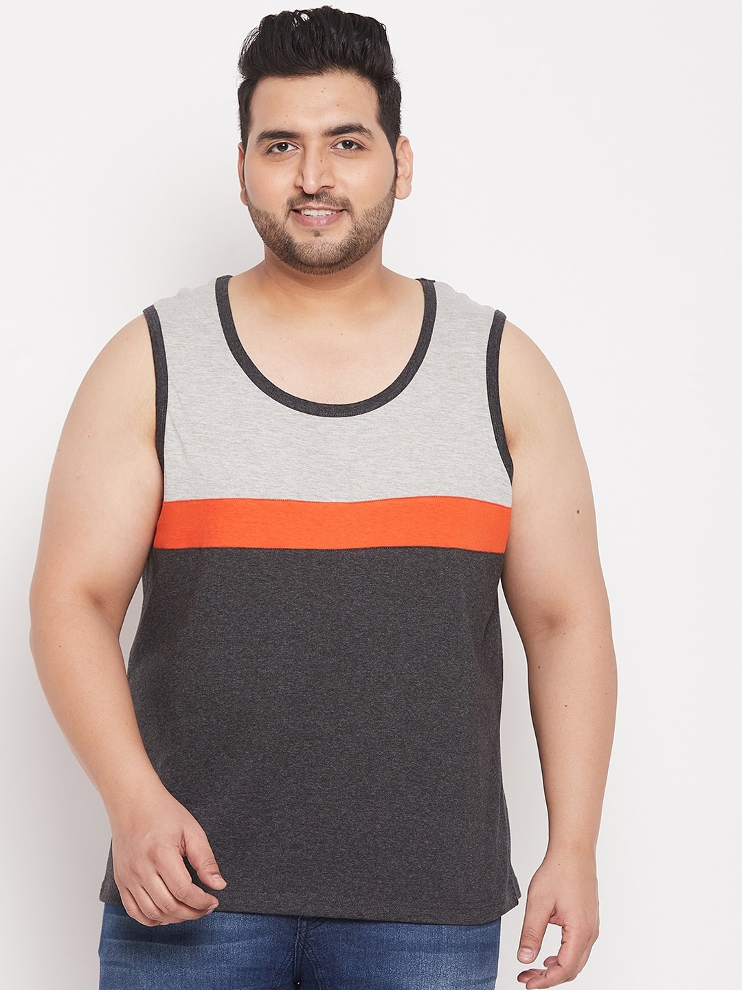 

bigbanana Men Plus Size Multi Colorblocked Pure Cotton Innerwear Vests