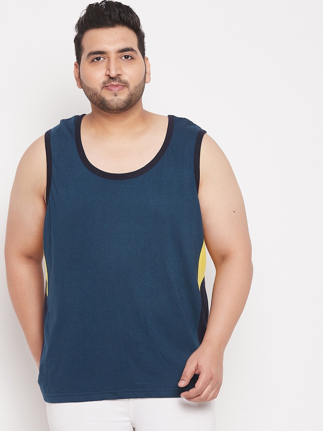 

bigbanana Men Plus Size Navy Blue Solid Cotton Innerwear Vests