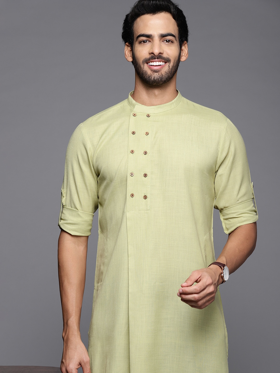 

Indo Era Men Green Cotton Kurta