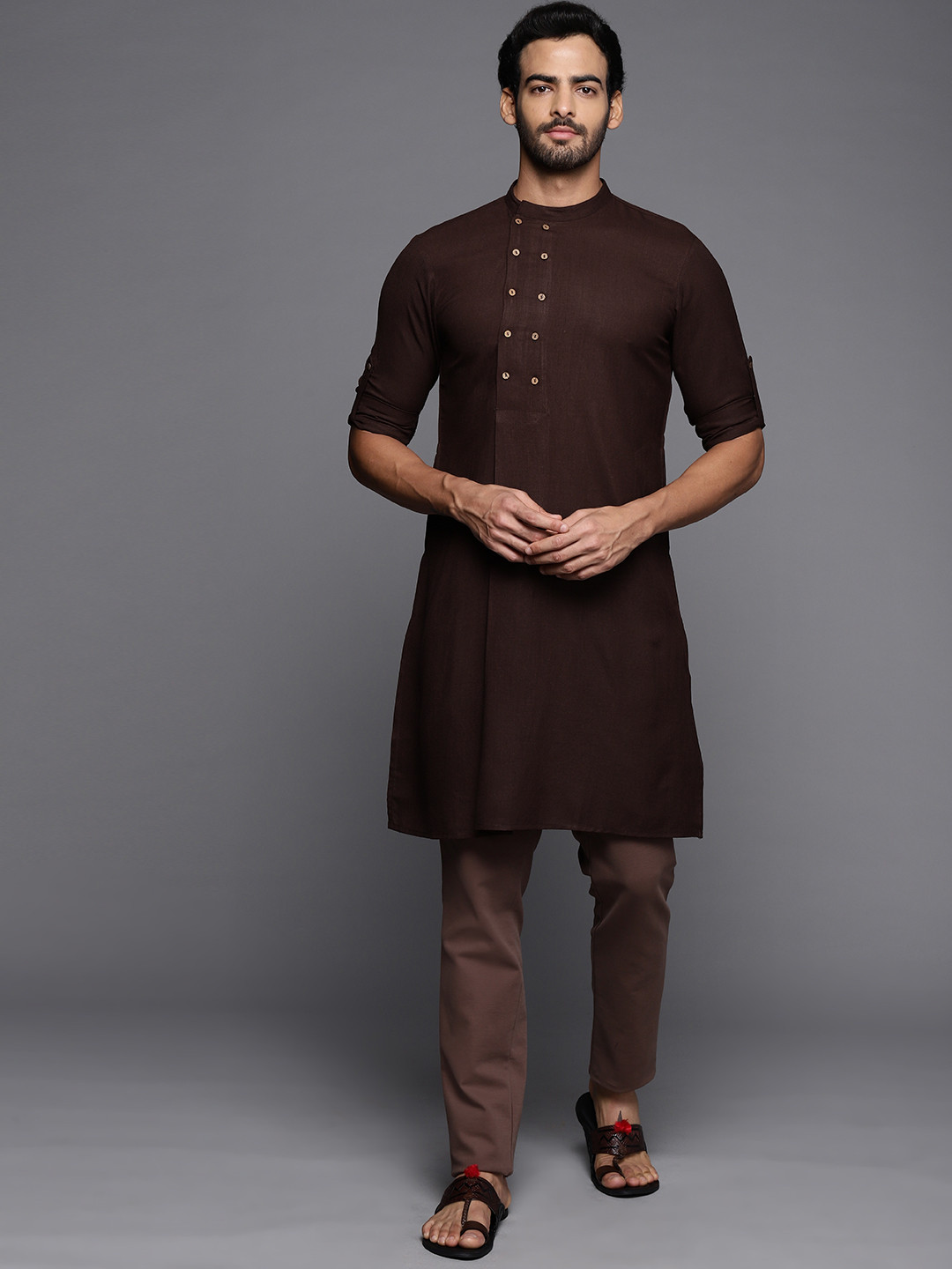 

Indo Era Men Brown Kurta