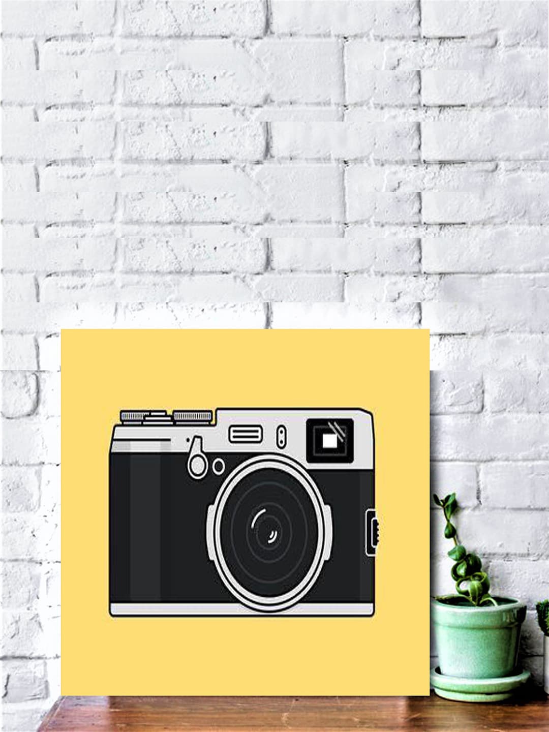 

Gallery99 Yellow Camera Textured Wall Art Panel in pinewood